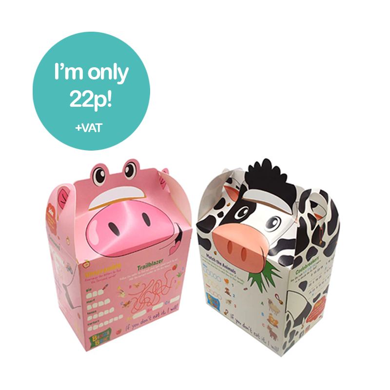 Load image into Gallery viewer, Farmyard Bizzi Kids Takeaway Boxes Cow/Pig (Case of 200)