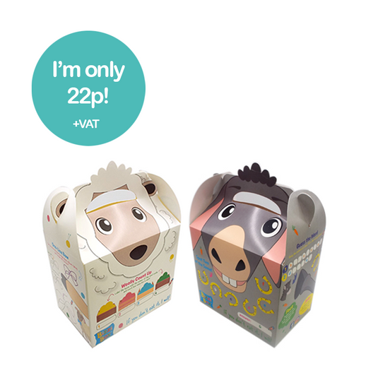 Farmyard Bizzi Kids Takeaway Boxes Sheep/Donkey (Case of 200)