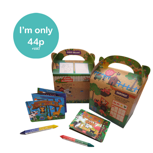 Brown Kraft Pet/Farm Bizzi Kids Takeaway Boxes & Animal Activity Pack (Case of 200)
