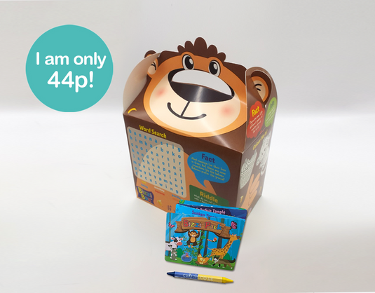 NEW Safari Bizzi Kids Takeaway Boxes & Animal Activity Pack Monkey/Lion
