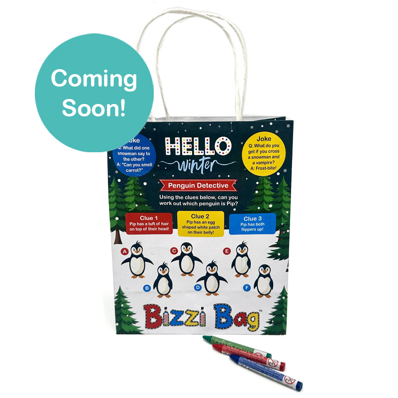 Load image into Gallery viewer, Winter meal bag. Hello winter meal bag. Christmas meal bag. Christmas meal bags for kids.
Craftis crayons, round crayons, craftis round crayons.
Seasonal meal bags.