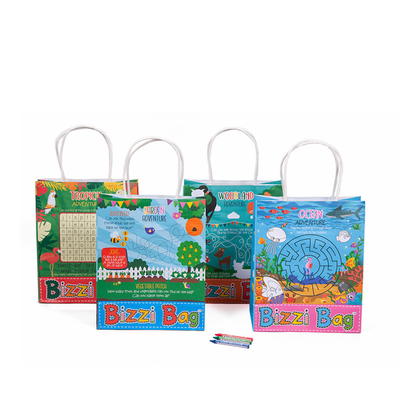 Load image into Gallery viewer, Bizzi Kids Takeaway Bags Tropical/Garden/Ocean/Woodland (Case of 200)