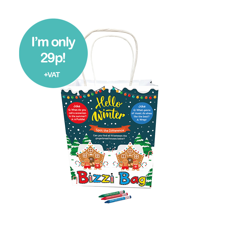 Load image into Gallery viewer, Winter meal bag. Hello winter meal bag. Christmas meal bag. Christmas meal bags for kids.
Craftis crayons, round crayons, craftis round crayons.
Seasonal meal bags.