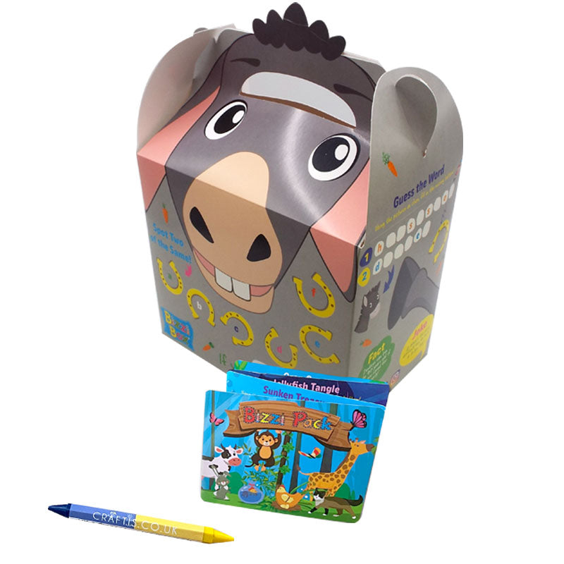 Load image into Gallery viewer, Farmyard Bizzi Kids Takeaway Boxes & Animal Activity Pack Donkey/Sheep (Case of 200)