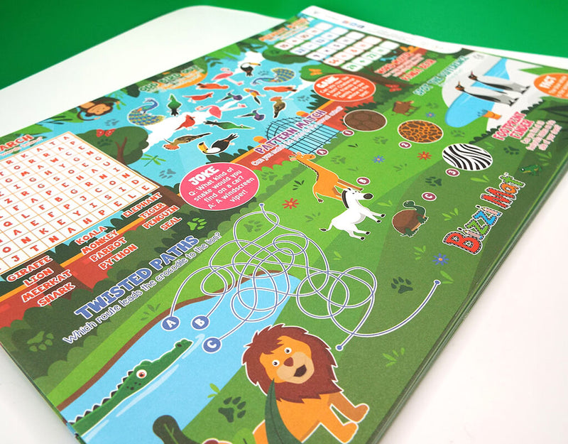 Load image into Gallery viewer, Craftis Childrens Activity Sheets Menu Mats Colouring In Games Puzzles Activities Pet Farm Safari Zoo Crayons 6