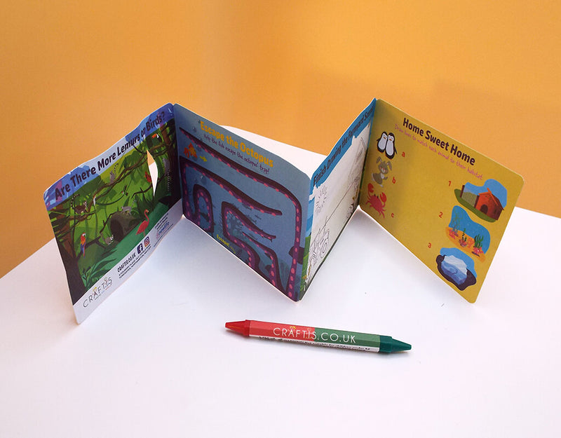 Load image into Gallery viewer, Craftis Childrens Activity Packs Brown Kraft Takeaway Packaging Meal Deals Kids Lunch Box Games Puzzles Activities Crayons Pet Farm Animals 8