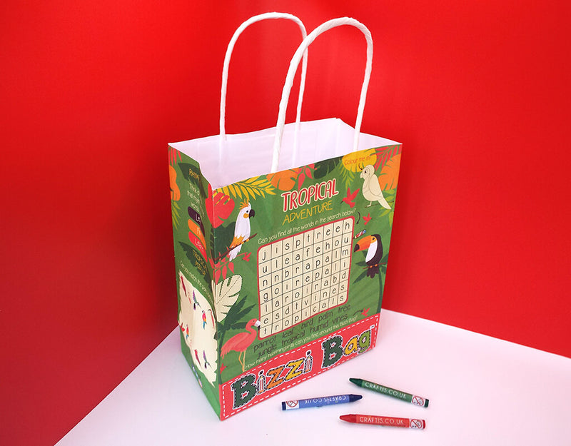 Load image into Gallery viewer, Craftis Childrens Kids Paper Activity Lunch Bags Meal Deal Takeaway Packaging Games Puzzles Activities Garden Woodland Ocean Tropical Crayons 3