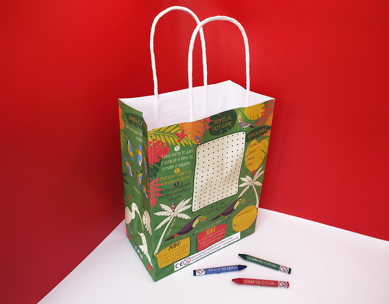 Load image into Gallery viewer, Craftis Childrens Kids Paper Activity Lunch Bags Meal Deal Takeaway Packaging Games Puzzles Activities Garden Woodland Ocean Tropical Crayons 5