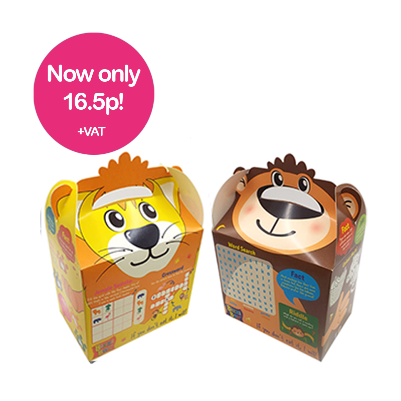 Load image into Gallery viewer, Safari Bizzi Kids Takeaway Boxes Monkey/Lion (Case of 200)
