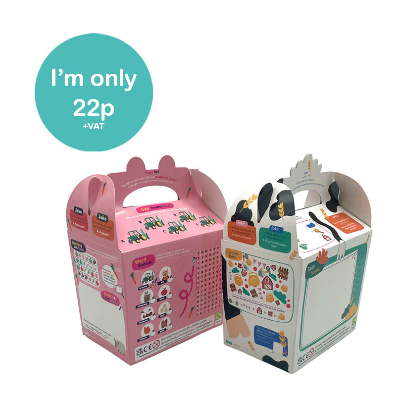 Load image into Gallery viewer, Farmyard Bizzi Kids Takeaway Boxes Cow/Pig (Case of 200)
