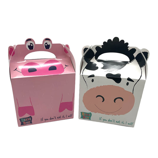 Farmyard Bizzi Kids Takeaway Boxes Cow/Pig (Case of 200)