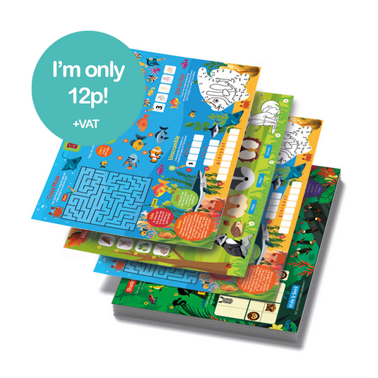 Bizzi Kids A4 Menu Mats Tropical/Garden/Ocean/Woodland (Case of 500)