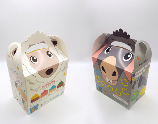 NEW Farmyard Bizzi Kids Takeaway Boxes Sheep/Donkey