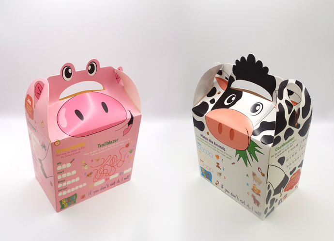 NEW Farmyard Bizzi Kids Takeaway Boxes Cow/Pig