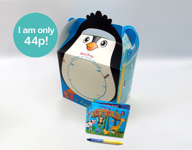Load image into Gallery viewer, NEW Ocean Bizzi Kids Takeaway Boxes &amp; Animal Activity Pack Shark/Penguin
