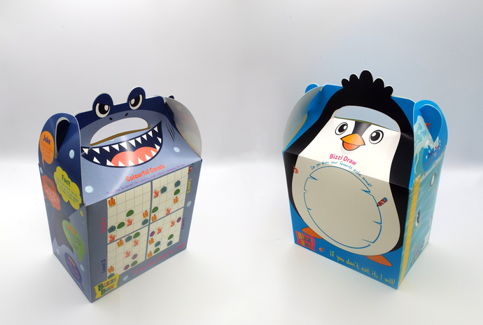 NEW Ocean Bizzi Kids Takeaway Boxes Shark/Penguin