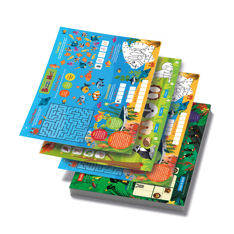Load image into Gallery viewer, Bizzi Kids A4 Menu Mats Tropical/Garden/Ocean/Woodland (Case of 500)
