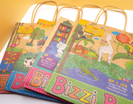 Craftis Childrens Kids Brown Kraft Paper Activity Lunch Bags Meal Deal Takeaway Packaging Games Puzzles Activities Pet Farm Safari Zoo 11