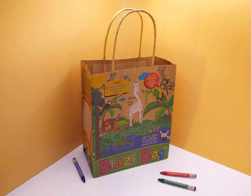 Load image into Gallery viewer, Craftis Childrens Kids Brown Kraft Paper Activity Lunch Bags Meal Deal Takeaway Packaging Games Puzzles Activities Pet Farm Safari Zoo 8
