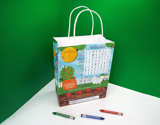 Craftis Childrens Kids Paper Activity Lunch Bags Meal Deal Takeaway Packaging Games Puzzles Activities Garden Woodland Ocean Tropical Crayons 11
